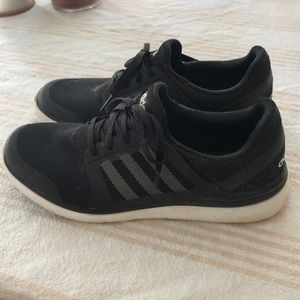 Adidas black running shoes, foam insole, size 8.5